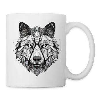Wolf Geometrisch - Tasse - Weiß - Rechts