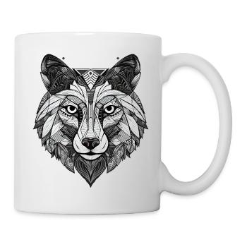 Wolf Geometrisch - Tasse - Weiß - Rechts