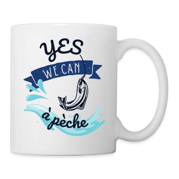 Yes We Canne a peche. Cadeau Humour Pêcheur Noël - Mug blanc - blanc - Droite