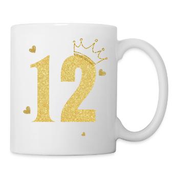 Goldene Krone zum 12-jährigen Jubiläum - Tasse - Weiß - Rechts
