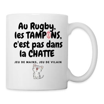 Tampon Rugby. Cadeau Humour Anniversaire Noël Père - Mug blanc - blanc - Droite