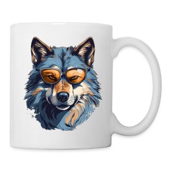 Grauer Wolf im Streetstyle | Wolfsliebhaber - Tasse - Weiß - Rechts