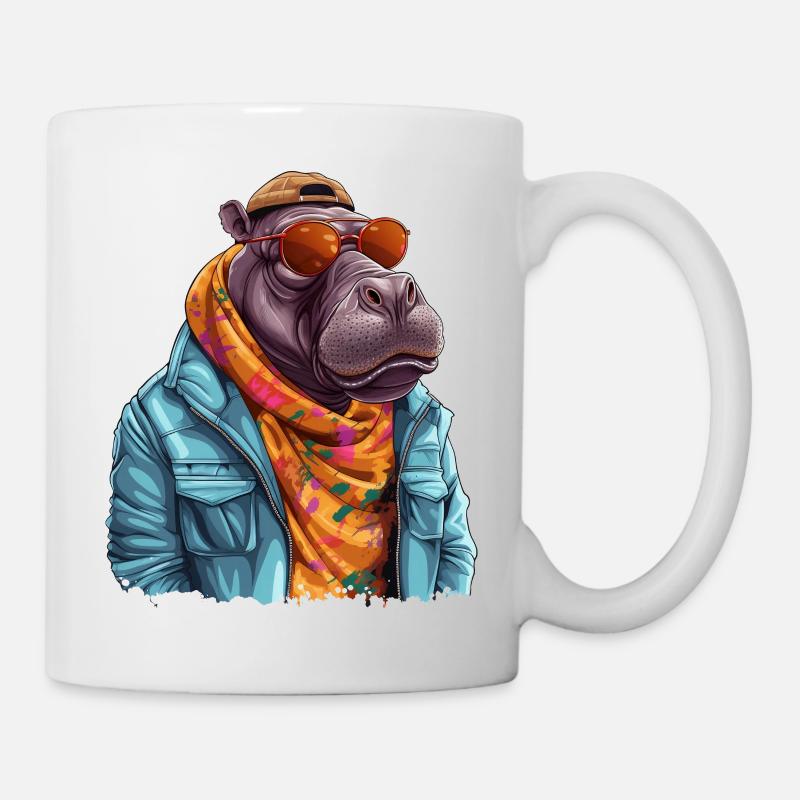 Graffiti d’hippopotame. Force et puissance cachées. - Mug blanc - blanc