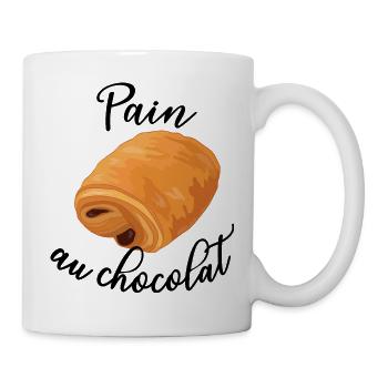 Pain au Chocolat - Lustiges französisches Essen - Tasse - Weiß - Rechts