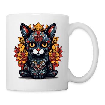 Mexikanische Ringelblume Katze 2 - Tasse - Weiß - Rechts