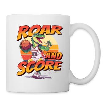 Basketball Dino T-Rex Player Sports Comic Cartoon - Mug - white - Right
