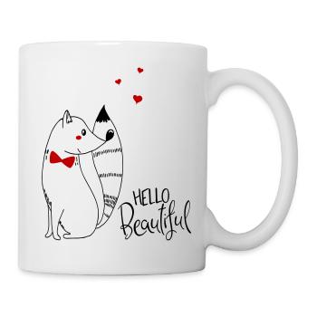Hello Beautiful - Tasse - Weiß - Rechts