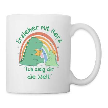 Erzieher mit Herz - Ich zeig dir die Welt - Tasse - Weiß - Rechts