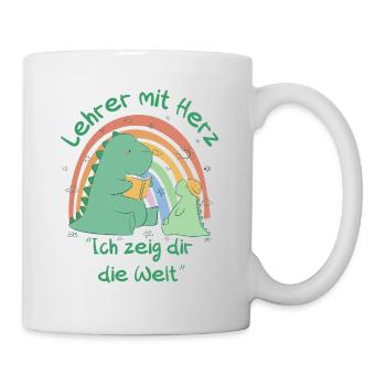 Lehrer mit Herz - Ich zeig dir die Welt - Tasse - Weiß - Rechts