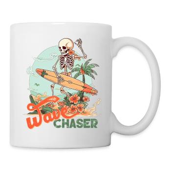 Retro surfing skeleton - Mug - white - Right