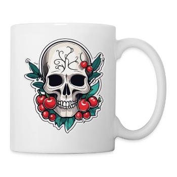Crâne aux cerises - Mug blanc - blanc - Droite