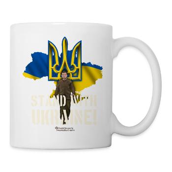 Ukraine Dreizack Selenskyj Stand with Ukraine - Tasse - Weiß - Rechts