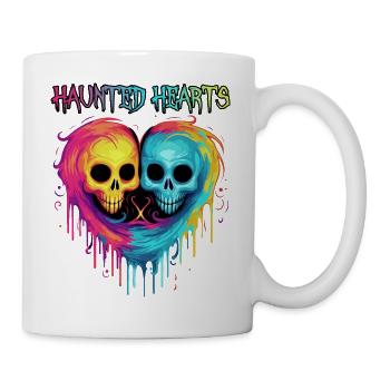 Haunted Hearts Halloween-Shirt in Totenkopfform - Tasse - Weiß - Rechts