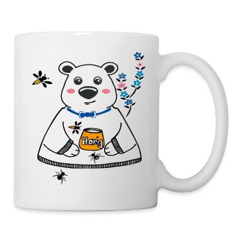 Bear with honey bee - Mug - white - Right