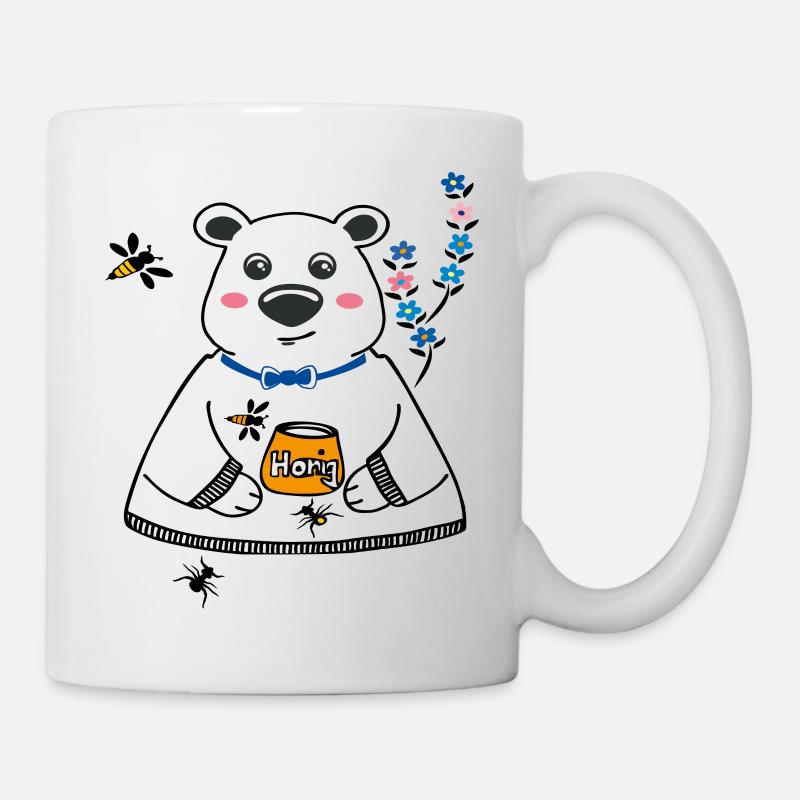 Bär mit Honig Biene - Tasse - Weiß