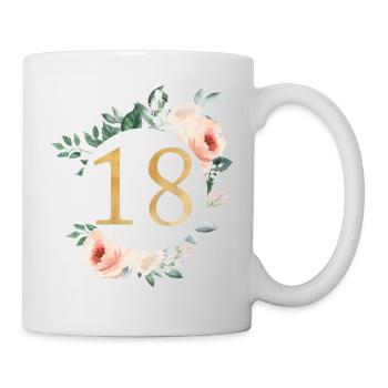 Numéro 18, couronne pastel verte, personnalisable - Mug blanc - blanc - Droite