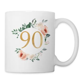 Numéro 90, couronne pastel verte, personnalisable - Mug blanc - blanc - Droite