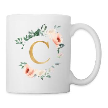 C Monogram Green, Pastel, Wreath - Mug - white - Right