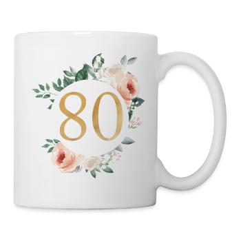 Numéro 80, couronne pastel verte, personnalisable - Mug blanc - blanc - Droite