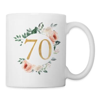 Numéro 70, couronne pastel verte, personnalisable - Mug blanc - blanc - Droite