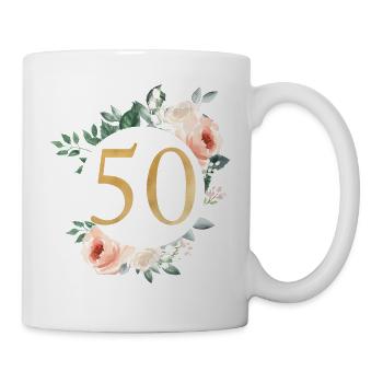 Numéro 50, couronne pastel verte, personnalisable - Mug blanc - blanc - Droite