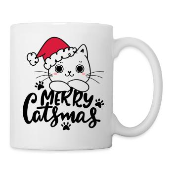 Lustige Weihnachtskatzen - Tasse - Weiß - Rechts
