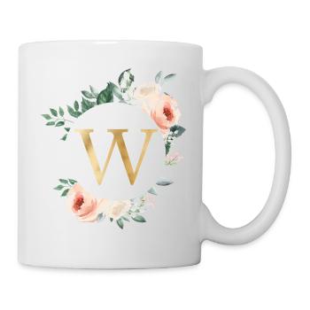 W Monogramme Vert, Pastel, Couronne - Mug blanc - blanc - Droite