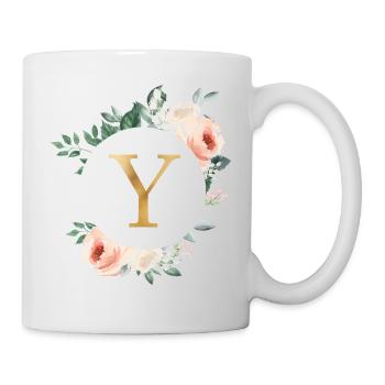 Y Monogram Green, Pastel, Wreath - Mug - white - Right