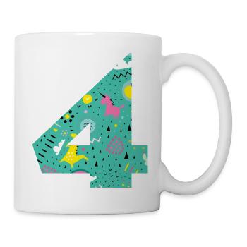 Numéro 4 anniversaire personnalisé - Mug blanc - blanc - Droite