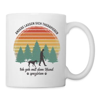 Herrchen Hund Gassi gehen Therapie Hundebesitzer - Tasse - Weiß - Rechts