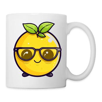 Kawaii Lemon avec lunettes Nerd - Design mignon - Mug blanc - blanc - Droite