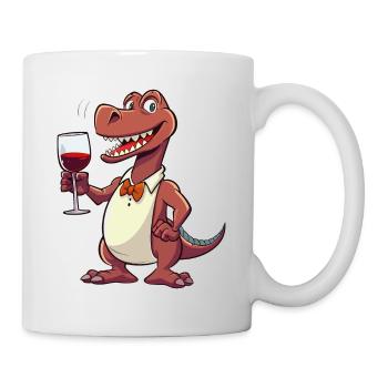 Dino Wine Vino Dinosaur T-Rex Red Wine Drôle - Mug blanc - blanc - Droite