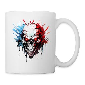 Totenkopf Totenschädel Skelett Motorrad Biker Gang - Tasse - Weiß - Rechts