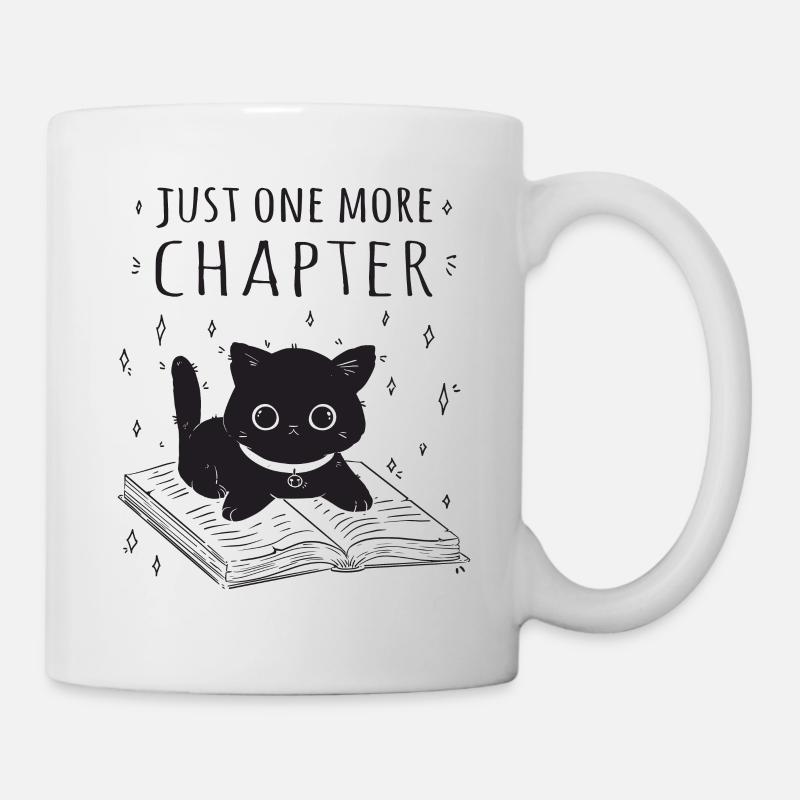 Nur noch ein weiteres Kapitel, Bücherwurm Katze - Tasse - Weiß