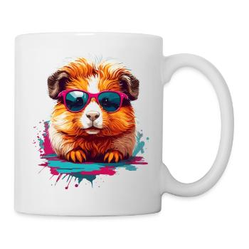 Lunettes de soleil cochon d’Inde Cool Mignon - Mug blanc - blanc - Droite