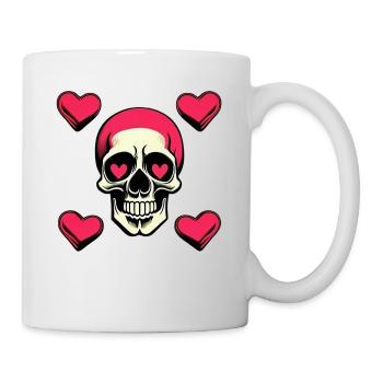 herz totenkopf - Tasse - Weiß - Rechts