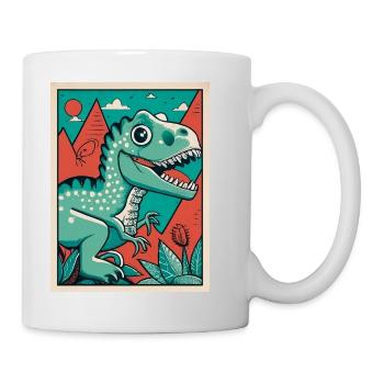Poster t-rex vintage - Mug blanc - blanc - Droite