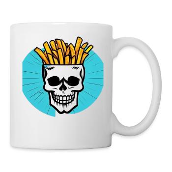 Totenkopf Pommes - Tasse - Weiß - Rechts