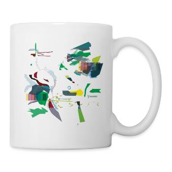 "Colorful bird" in green - Mug - white - Right