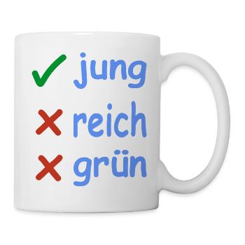 jung reich grün Version 1 - Tasse - Weiß - Rechts