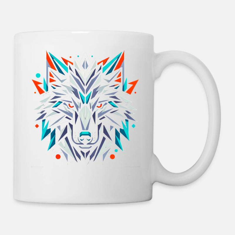 Geometric Wolf T-Shirt Design - Mug - white