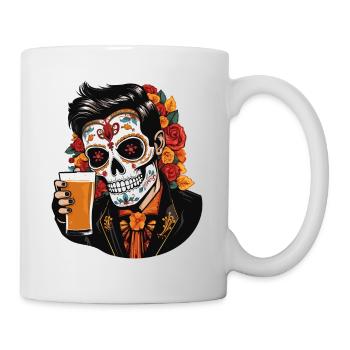 Dia De Los Muertos Bier Totenkopf Totenschädel - Tasse - Weiß - Rechts