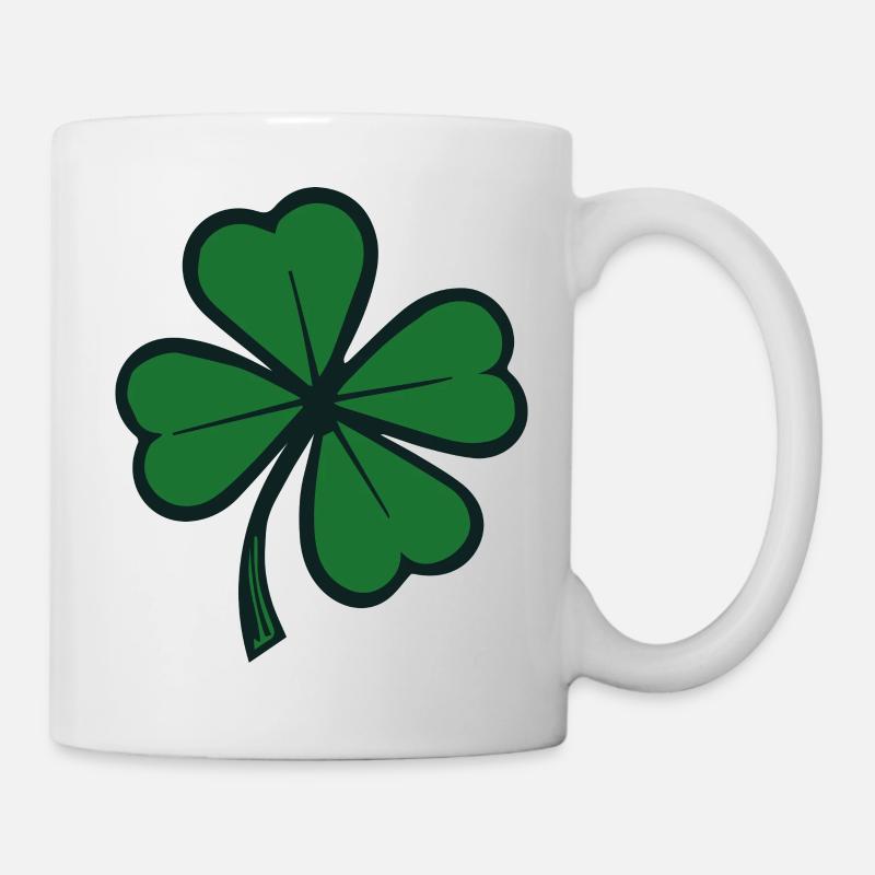 Glückliches vierblättriges Kleeblatt - Tasse - Weiß