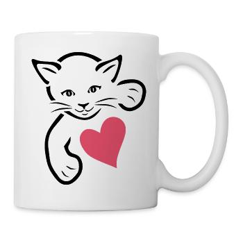 Cute kitten with heart - Mug - white - Right