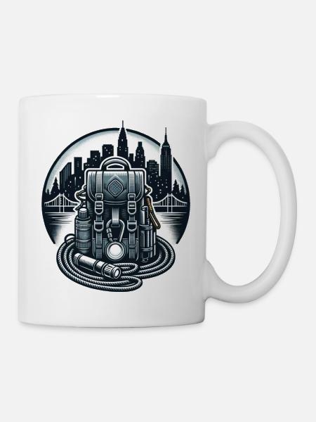 Explorer's Bag with a Rope and a Lamp - Mug - white