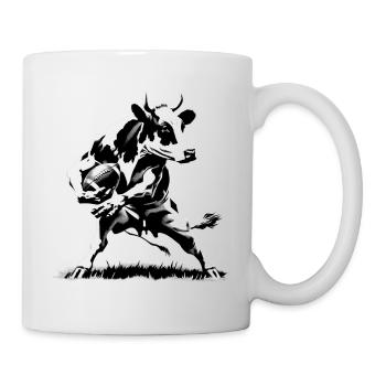 Milchkuh spielt American Football | Rinderwahnsinn - Tasse - Weiß - Rechts