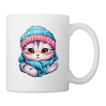 Chat avec chapeau et écharpe - Mug blanc - blanc - Droite