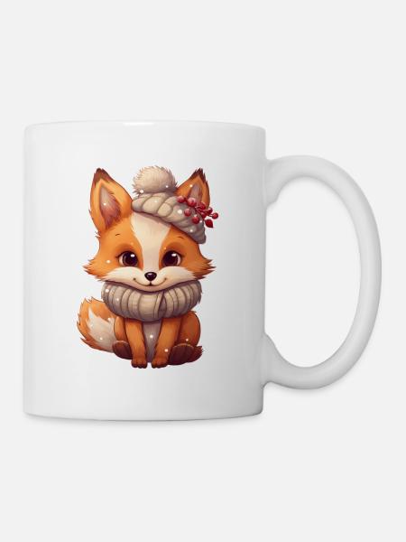süße Füchsin winterlich/weihnachtlich - Tasse - Weiß