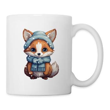 Animaux en hiver renard avec chapeau et écharpe - Mug blanc - blanc - Droite