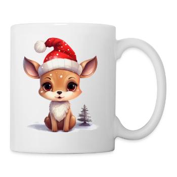 Joyeux Noël fauve avec chapeau de père Noël - Mug blanc - blanc - Droite